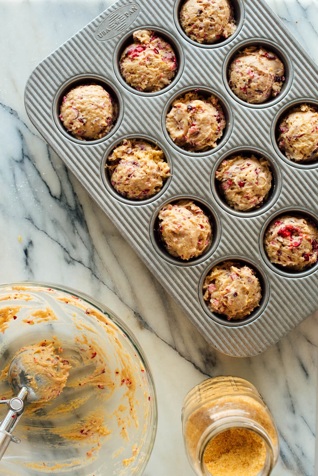 cranberry orange muffins before baking