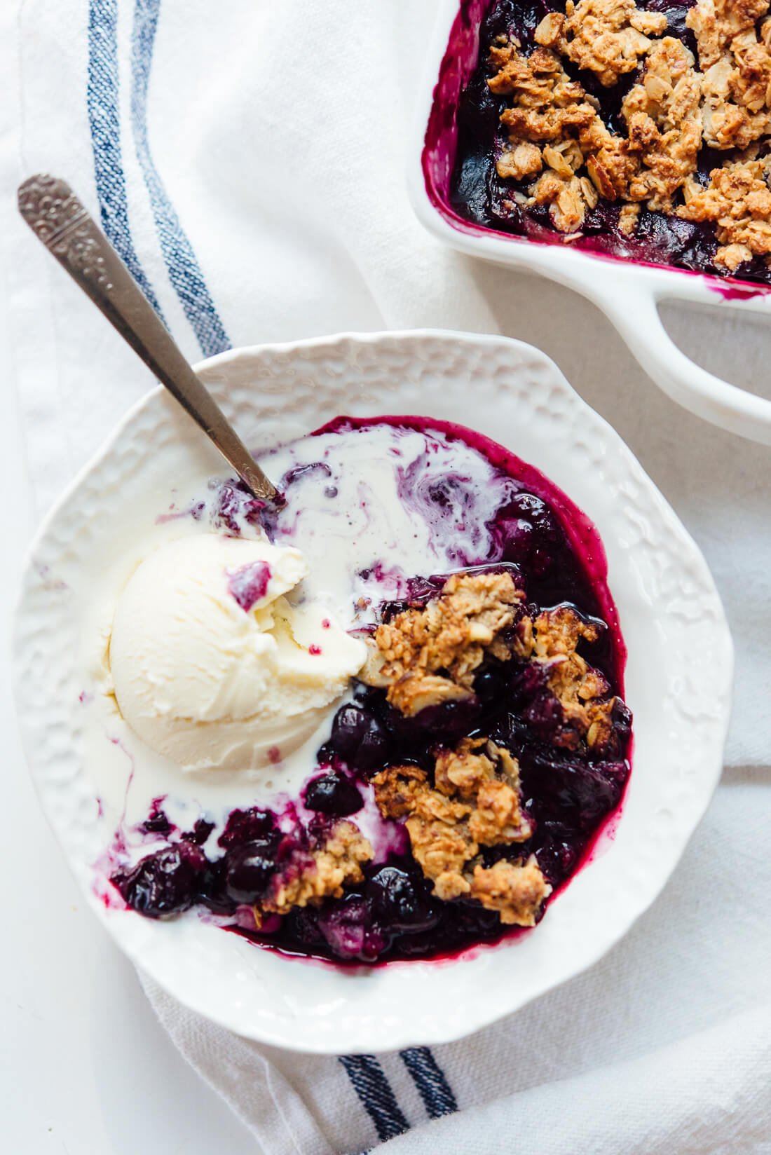 Blueberry Almond Crisp with ice cream