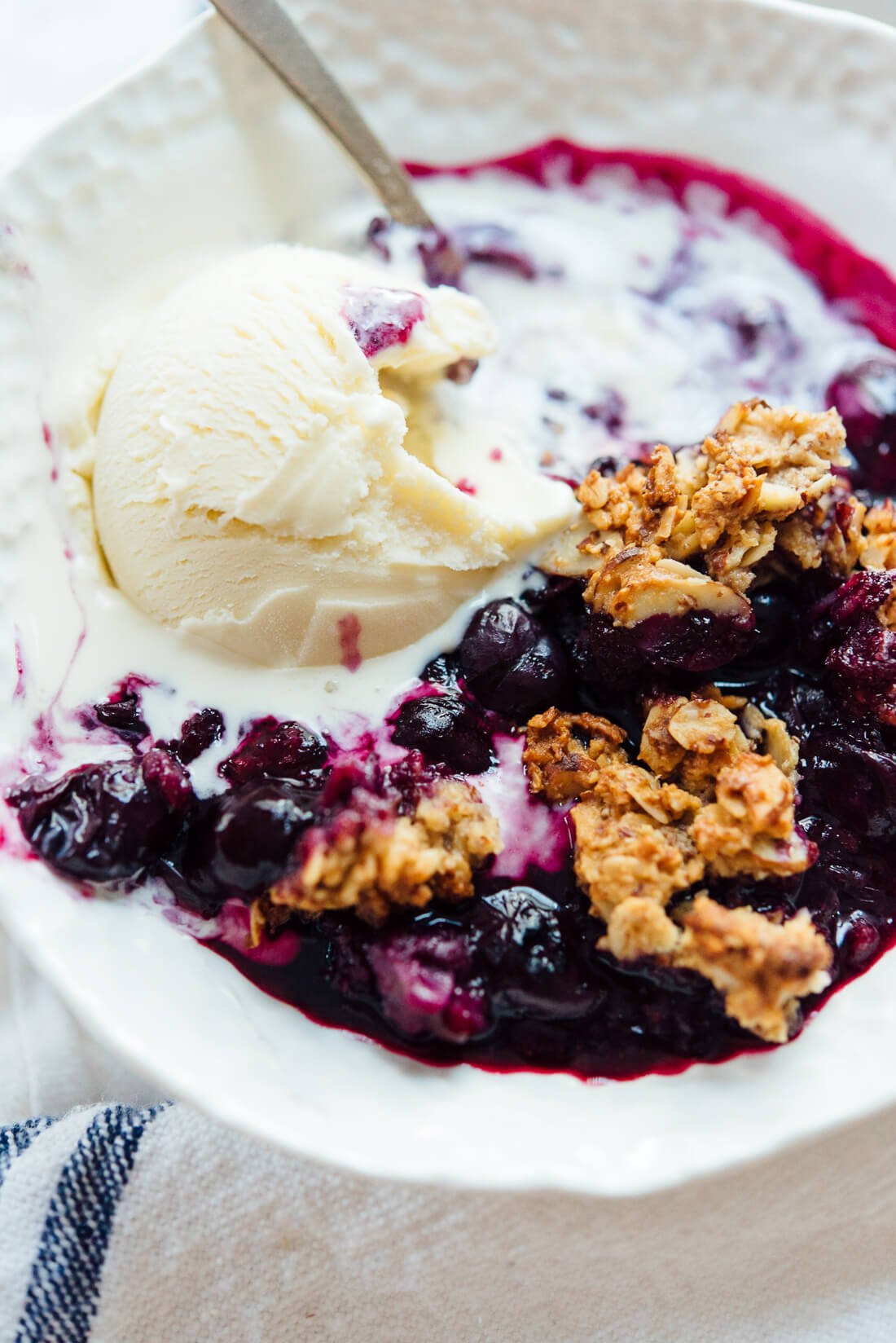 Blueberry Almond Crisp recipe close-up