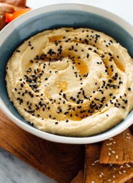 Ultra creamy hummus recipe with toasted sesame oil for extra sesame flavor!