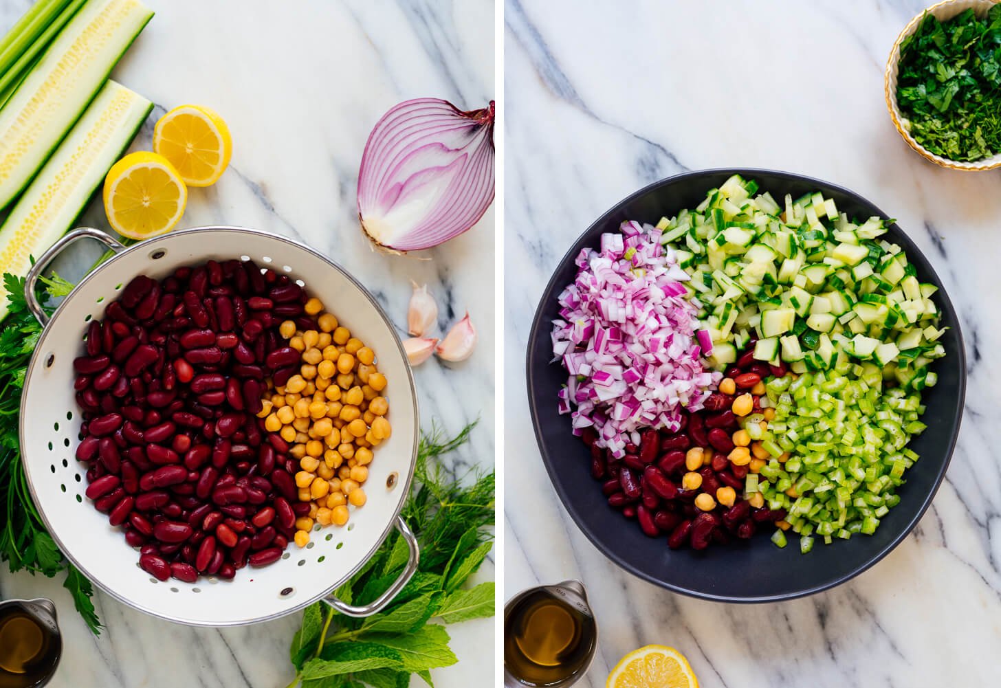 Mediterranean bean salad ingredients