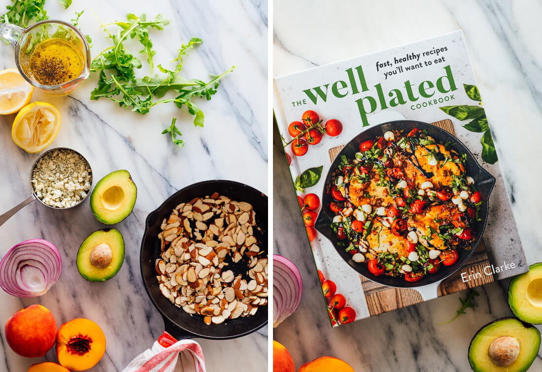 salad ingredients with well plated cookbook