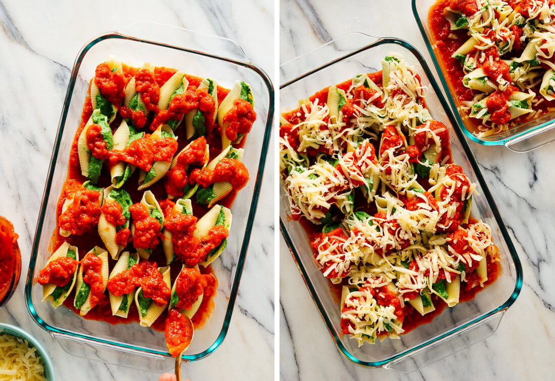 stuffed shells, ready to bake